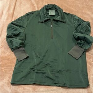 Olive Green Quarter-Zip Thermal Sleeping Shirt | Men’s M | Cozy Tactical Layer